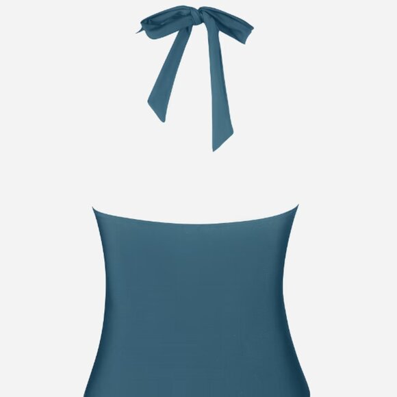 Ruched Twist-Front Halter One Piece Swimsuit - Picture 6 of 7